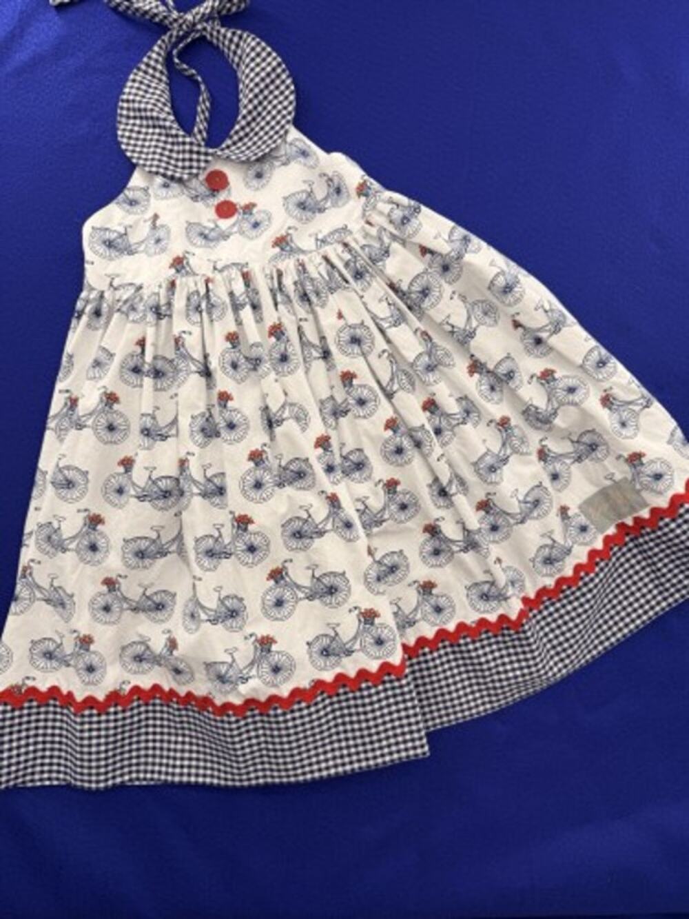 Eleanor Rose Bicycles Red White & Blue Gingham Girls Dress 6/7